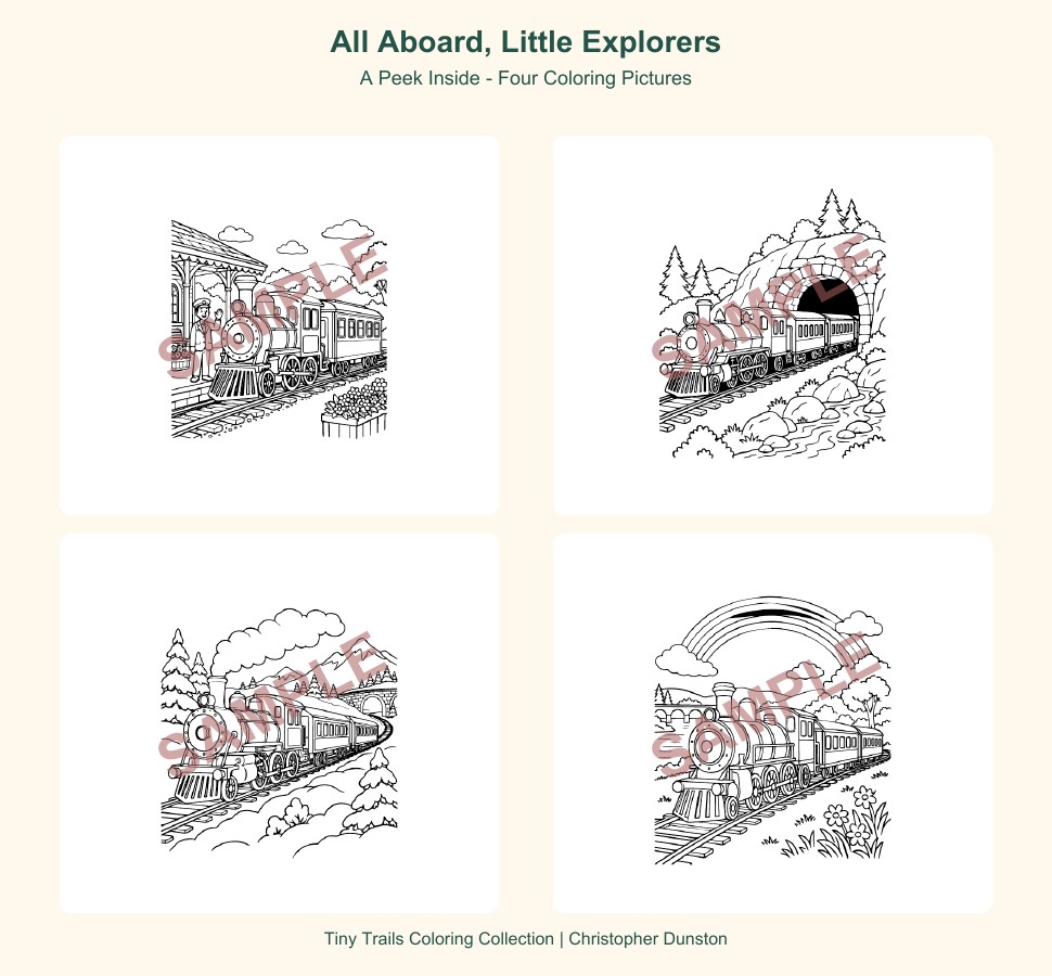 Real SAMPLE pages from All Aboard, Little Explorers